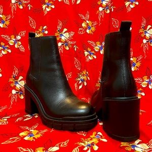 Black leather ankle boots